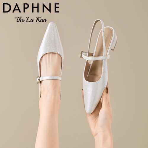 达芙妮法式尖头一字带凉鞋女款2026春季新款气质粗跟玛丽珍单鞋KQ主图