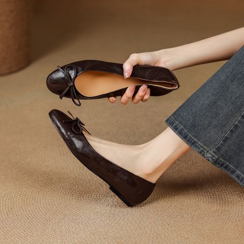 0.5cm 法式优雅气质百搭玛丽珍鞋春秋甜美蝴蝶结简约时尚浅口单鞋主图