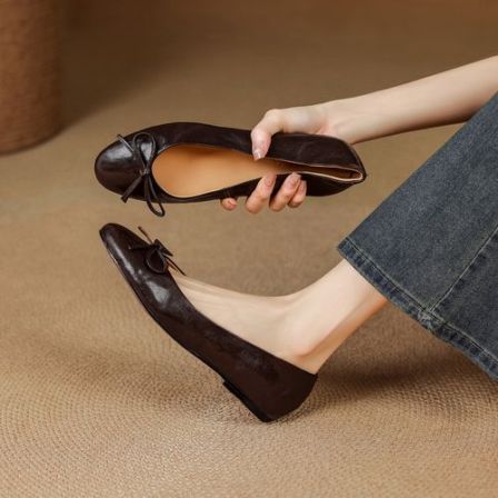 0.5cm 法式优雅气质百搭玛丽珍鞋春秋甜美蝴蝶结简约时尚浅口单鞋