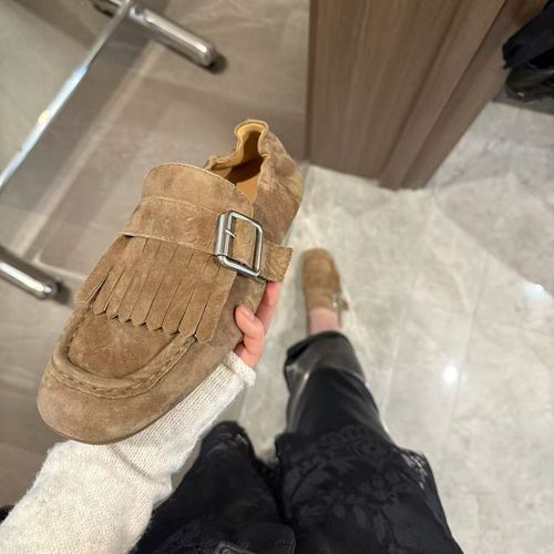 【英伦格调】2026春季平底流苏饰边乐福鞋女豆豆鞋单鞋36-33A主图