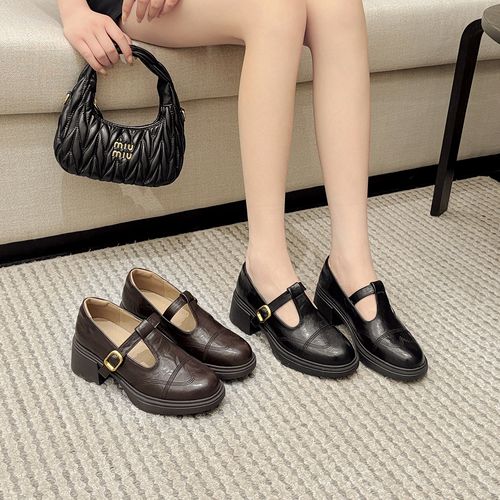 【31码起】小码女鞋313233英伦风厚底粗跟玛丽珍单鞋女春浅口小皮鞋主图