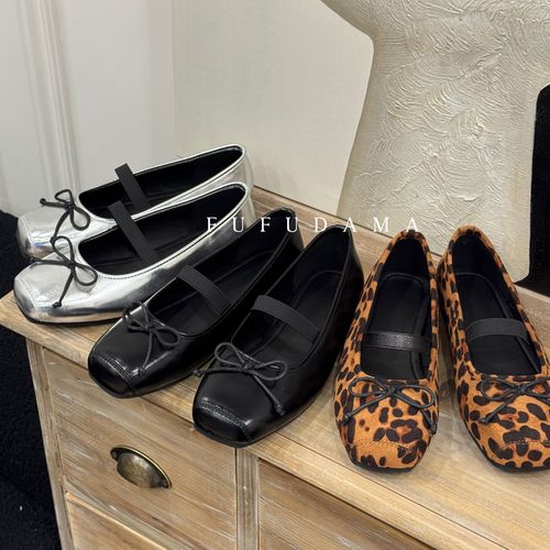 【胖福福大码女鞋】女鞋显脚小法式方头一字带玛丽珍鞋平底单鞋瓢鞋主图