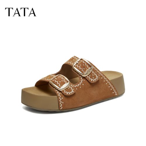 TATA他她26夏季新款百搭时尚休闲外穿厚底舒适女勃肯拖鞋43P01BT6主图