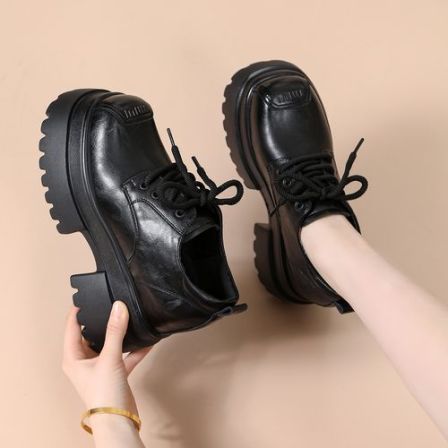 厚底增高乐福鞋女2026年春季超火新款小个子内增高时尚百搭小皮鞋