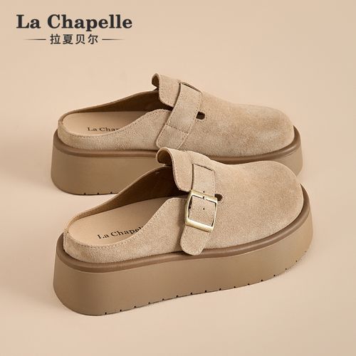 拉夏贝尔厚底勃肯鞋女款2025夏季新款复古百搭增高一脚蹬懒人单鞋主图