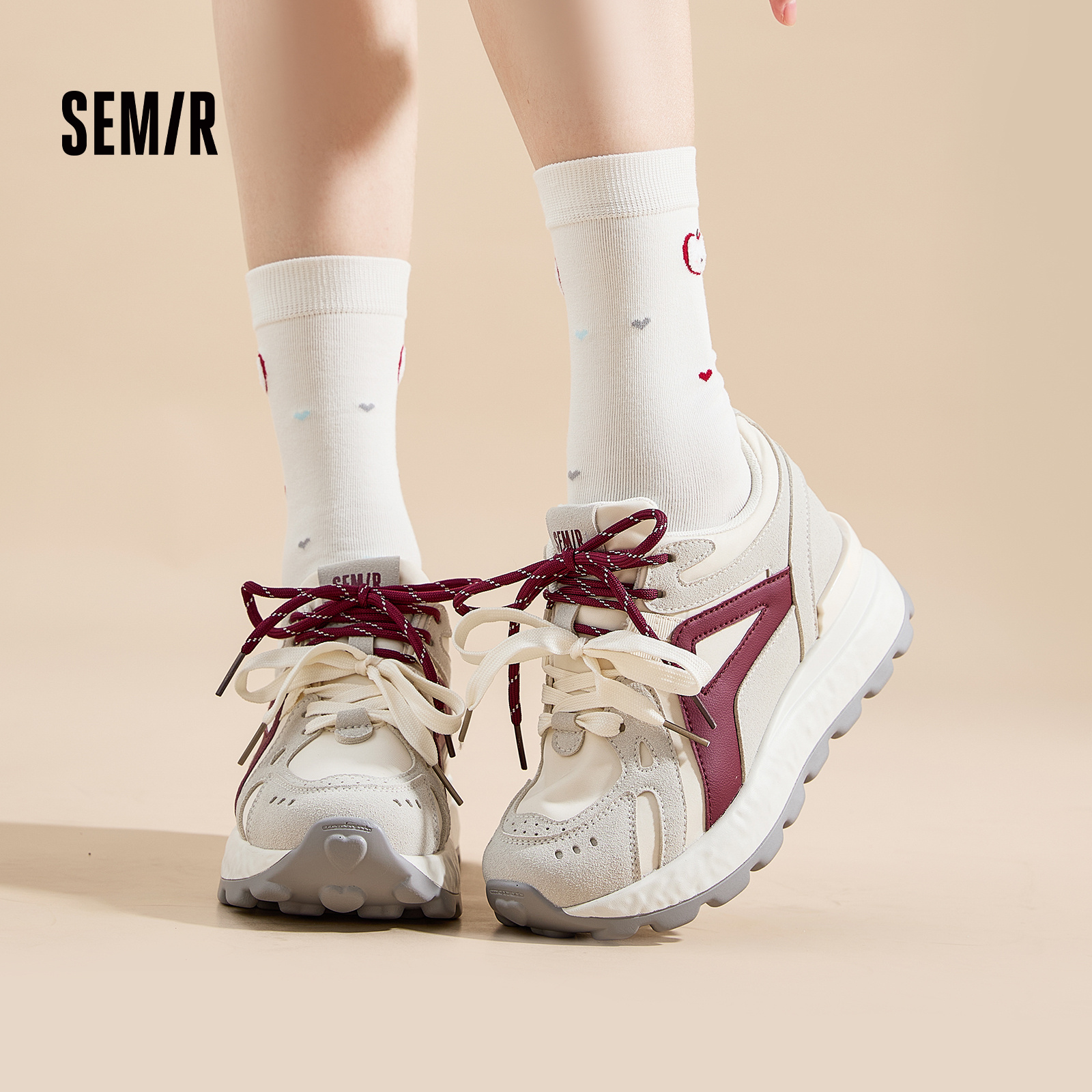 8CM增高SEMIR时尚休闲鞋女鞋秋季新款小个子厚底德训鞋运动主图