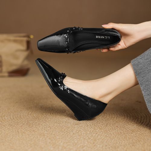 3.5cm 通勤休闲百搭单鞋春秋法式气质韩版简约时尚方头玛丽珍单鞋主图