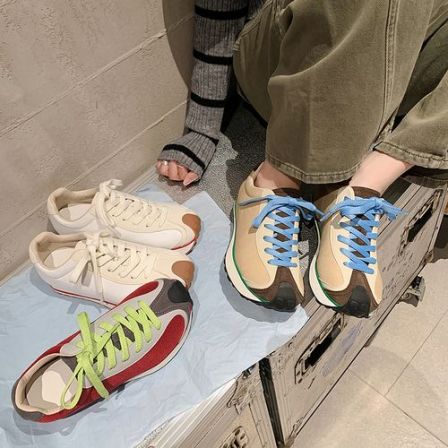 戈森定制复古芒果头内增高德训鞋女2026新板鞋拼色百搭运动休闲鞋