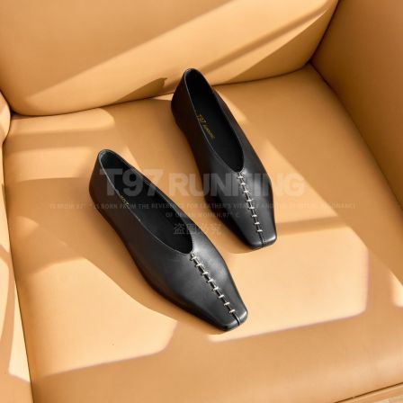 T97【胎牛版】新款百搭方头低跟气质真皮单鞋女G3513