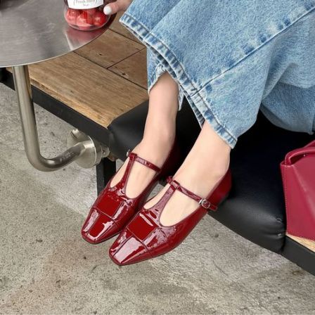 【豆子推荐】12113 春季一字扣带百搭浅口玛丽珍鞋时尚单鞋显瘦