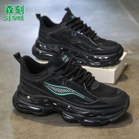 男鞋春季新款气垫减震跑步运动鞋男士工作休闲百搭厚底增高潮鞋子
