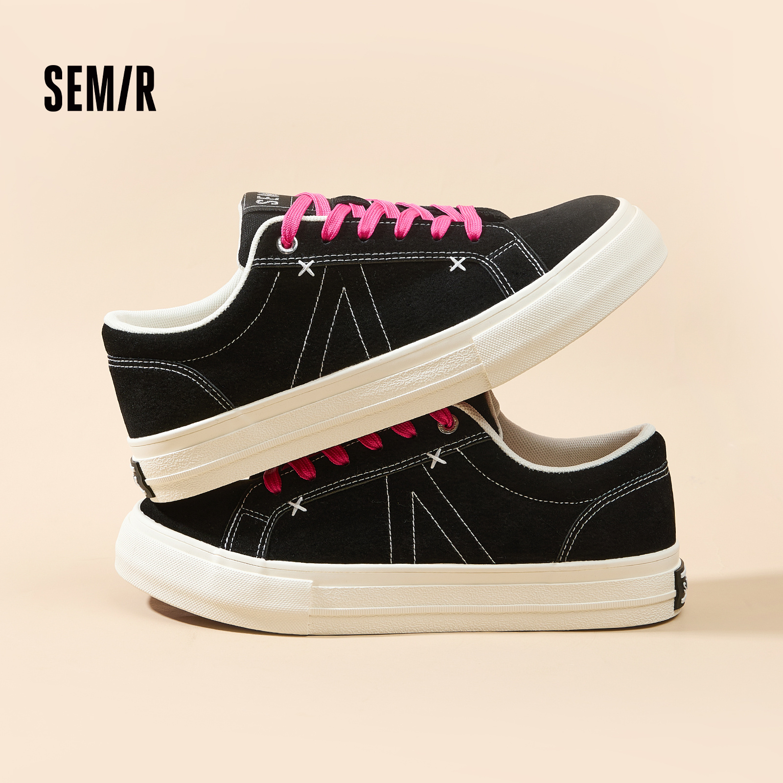 SEMIR秋季通勤滑板鞋黑色帆布鞋透气耐磨减震男板鞋多色鞋带男鞋主图