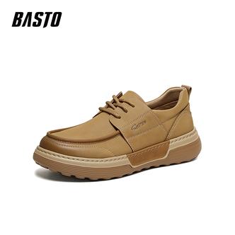 百思图2026春季新款时尚复古商务通勤男休闲皮鞋5C232AM6主图