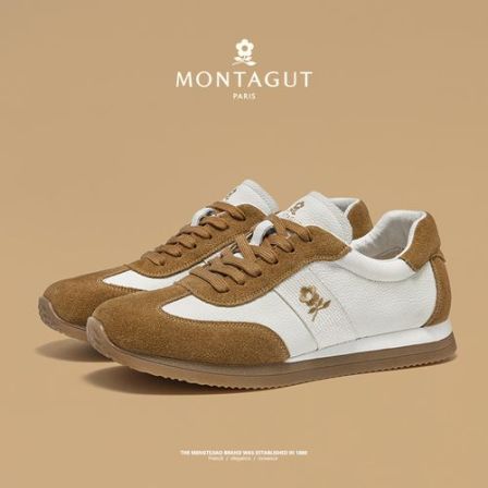 梦特娇新款男士头层牛皮高端简约户外运动时尚休闲百搭防滑阿甘鞋