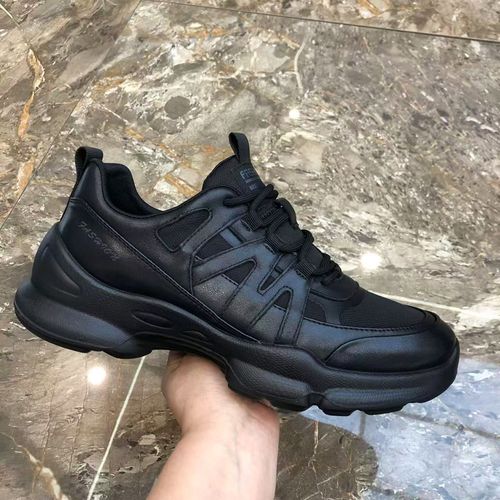 潮流男鞋春季新款皮网拼接透气运动鞋百搭厚底男士时尚休闲鞋1039主图