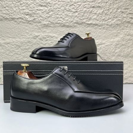 潮牌通勤百搭新款时尚厚底尖头皮鞋男士系带英伦风增高正装商务鞋