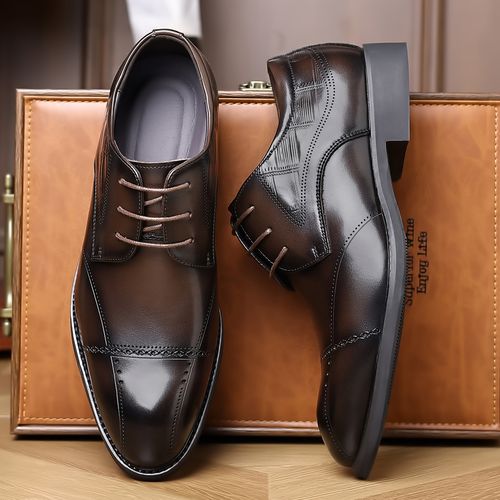 真皮休闲皮鞋男士商务德比鞋英伦风绅士正装皮鞋男款雕花通勤皮鞋主图