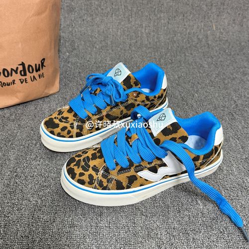 2026新款复古拼接豹纹板鞋女情侣校园百搭ins潮流运动休闲鞋男主图