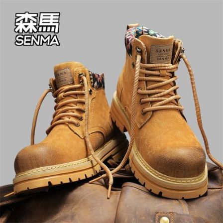 SENMA/森马男鞋2026新款春季户外复古工装鞋高帮休闲踢不烂马丁靴