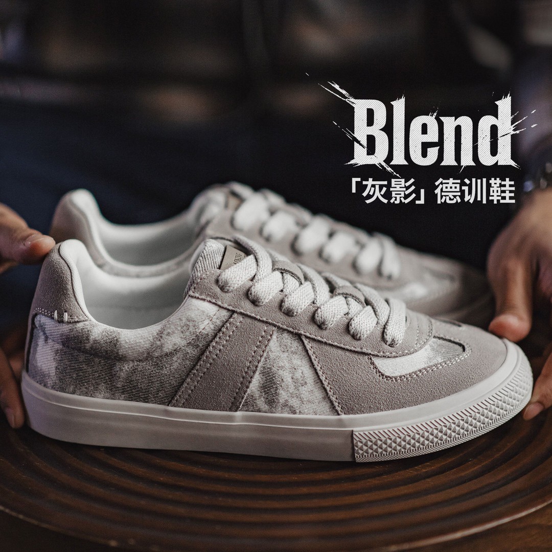 马登灰影德训鞋男春季新款复古扎染帆布板鞋平底休闲百搭阿甘鞋子主图