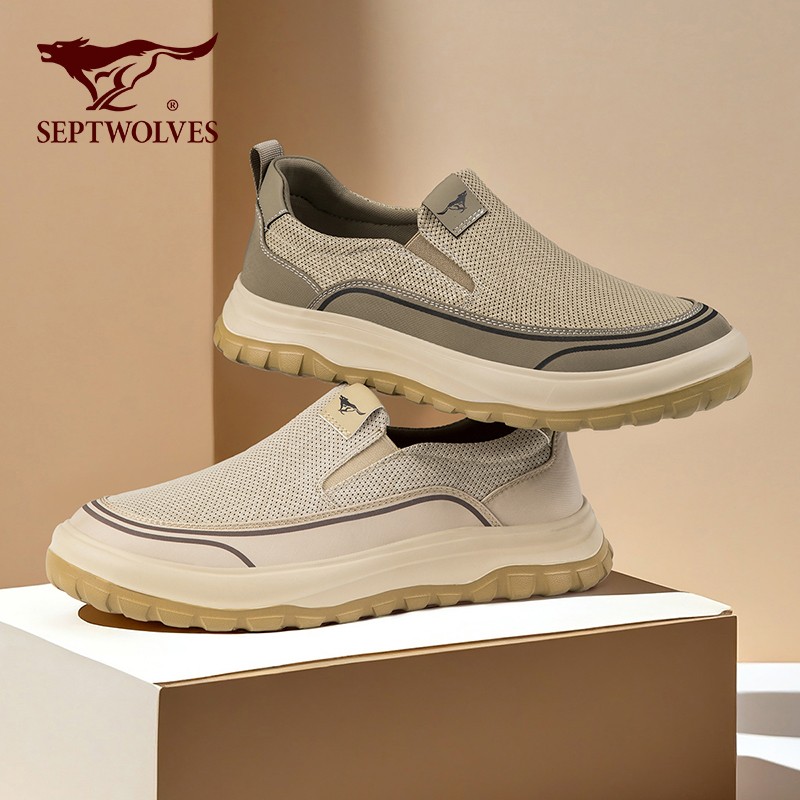 七匹狼男鞋春季耐磨拼色薄款套筒布鞋潮鞋防滑软底男鞋一脚蹬透气主图