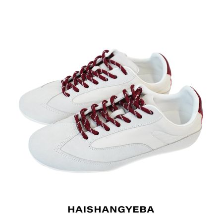 【海上叶爸】新款2026春秋百搭牛反绒拼色平底休闲简约德训鞋