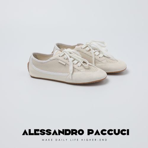 AP洛哥23961X【透】羊皮拼接高定飞织网布纯色平底休闲运动鞋主图