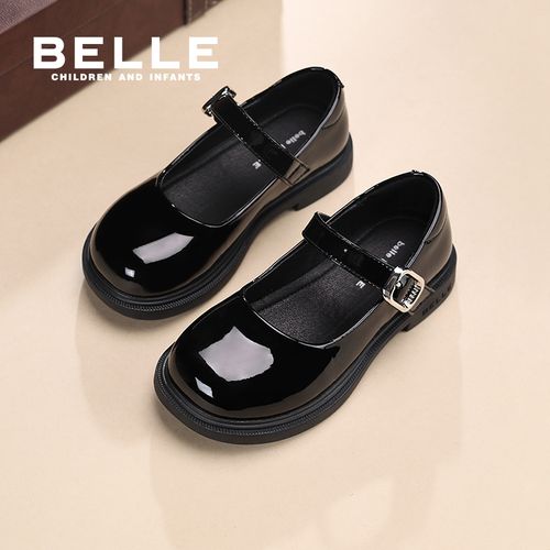 百丽春款上新学院风女童英伦风小皮鞋黑色玛丽珍女孩厚底EK0032主图