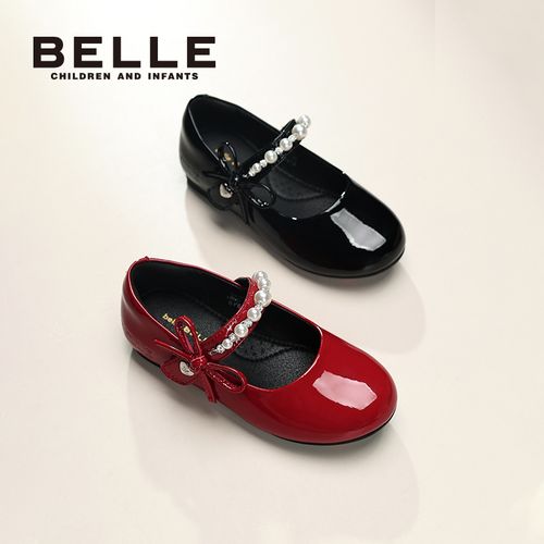 百丽儿童新款女黑色防滑女童皮鞋软底皮鞋时尚法式单鞋RK0573主图