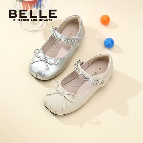 【星愿公主鞋】百丽圆头皮鞋豆豆鞋春款浅口鞋单鞋小女孩RK0549主图