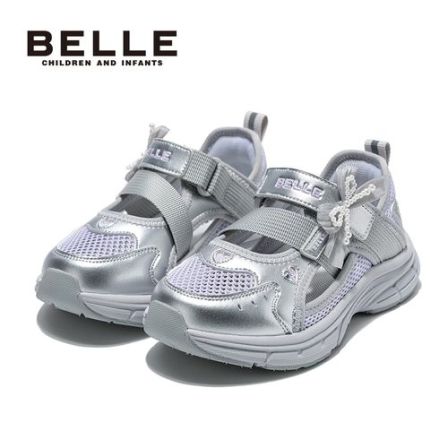 百丽儿童26夏季新款银色玛丽珍休闲运动儿童时尚休闲童鞋RK0605