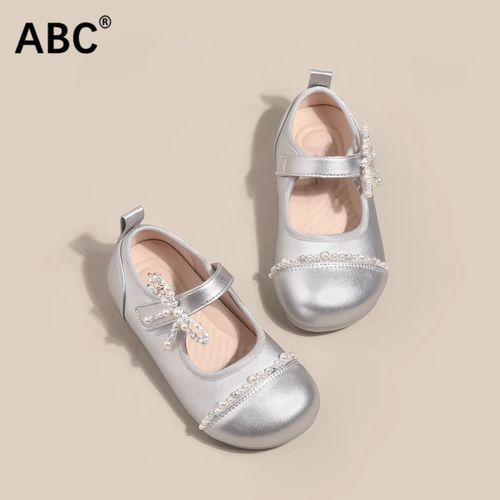 ABC女童小皮鞋银色公主鞋2025春秋季新款儿童芭蕾鞋软底宝宝鞋子主图