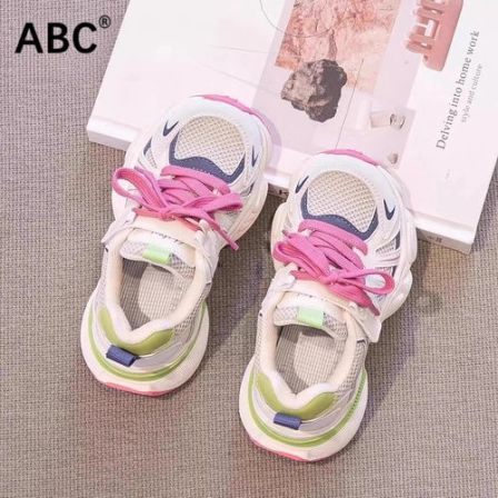 ABC女童运动鞋春秋款2026新款儿童老爹鞋透气网面单网鞋女宝鞋子
