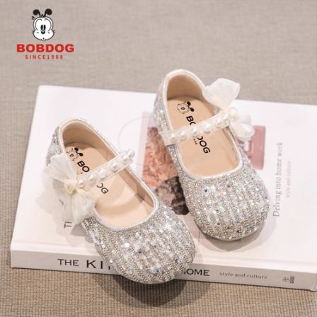 巴布豆女童公主鞋女孩水晶鞋儿童鞋子2026新款礼服皮鞋女宝闪亮鞋