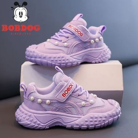 2026新款巴布豆童鞋双网透气女孩网面老爹鞋中大童女童休闲公主鞋