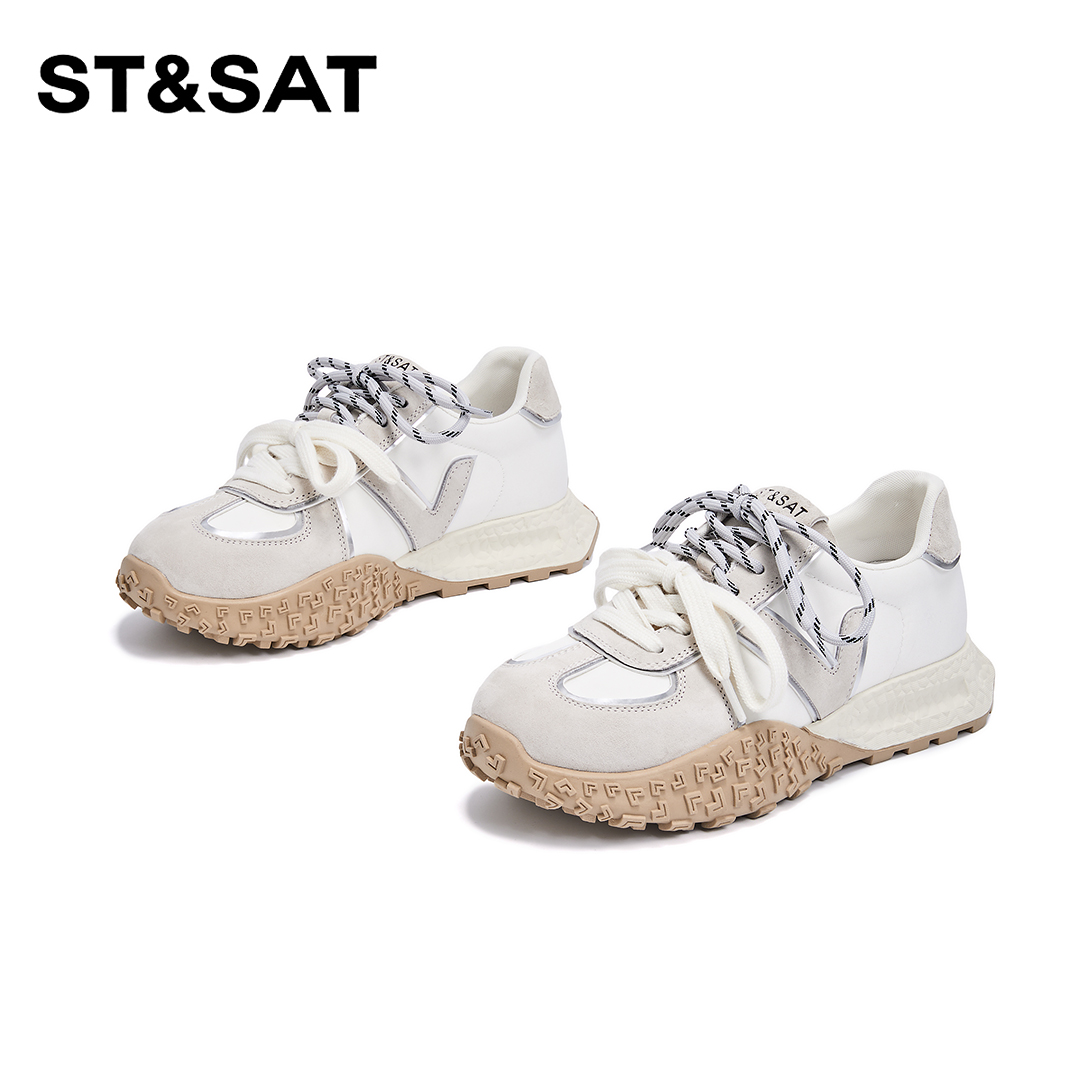 St&Sat/星期六百搭休闲女鞋2025年新款厚底阿甘鞋春季透气德训鞋主图