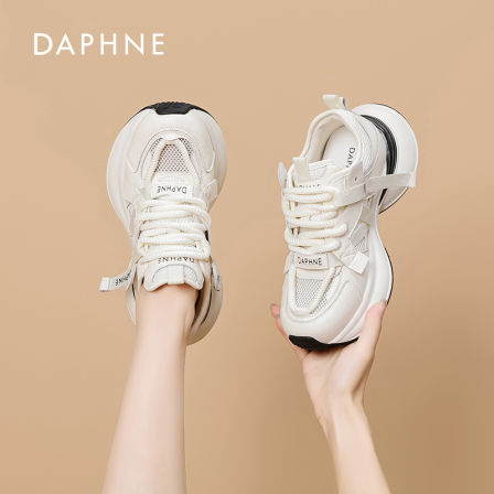 达芙妮白色老爹鞋女2025新款秋季厚底增高女鞋运动舒适网面单鞋LL