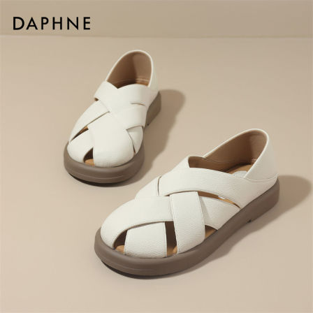 达芙妮凉拖鞋女生2026新款夏季镂空包头猪笼鞋一脚蹬罗马沙滩鞋S