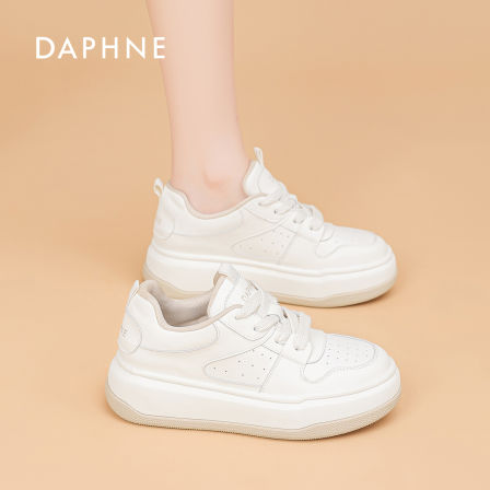 达芙妮正品时尚休闲鞋女2026秋冬季新款爆款厚底百搭真皮小白鞋S 