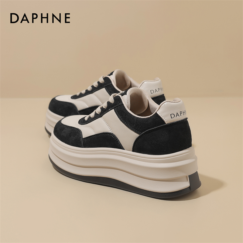 达芙妮厚底增高小白鞋女款新款春秋休闲百搭熊猫鞋韩系低帮板鞋S 主图