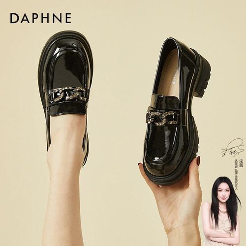 达芙妮英伦风厚底乐福鞋2026春季黑色小皮鞋单鞋一脚蹬女鞋妈妈鞋主图