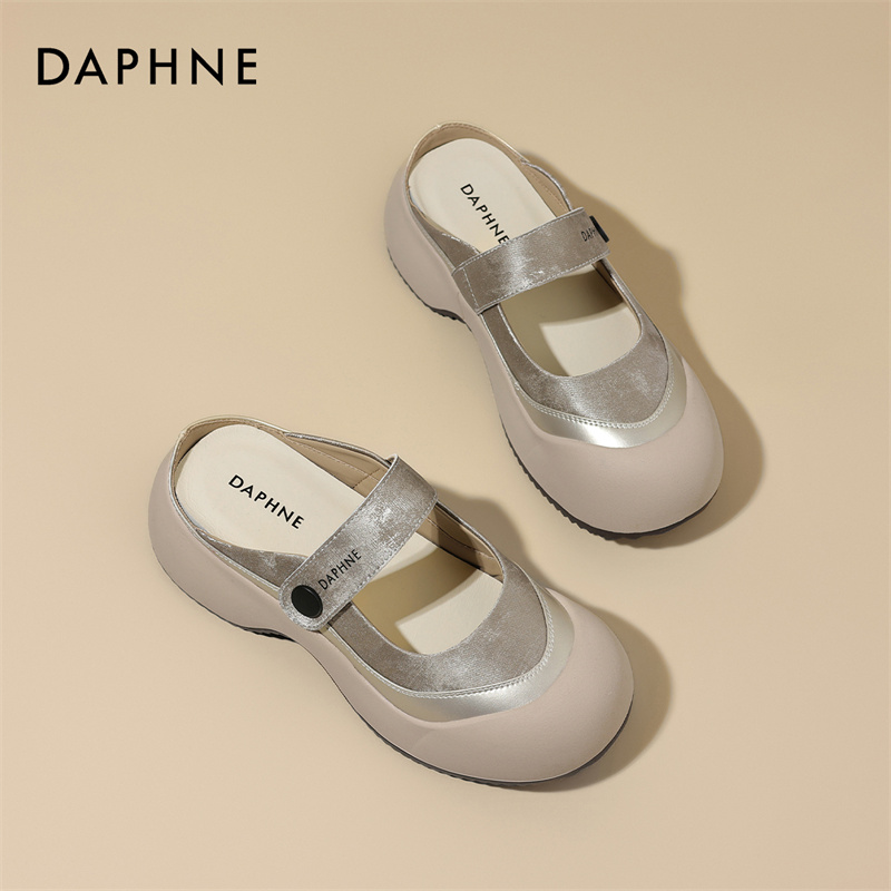 达芙妮玛丽珍包头拖鞋女夏季2026新款丑萌圆头浅口外穿厚底凉鞋S 主图