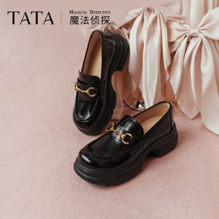 TATA他她2026春新款魔法侦探英伦厚底乐福鞋学院风小皮鞋7OL34AA6