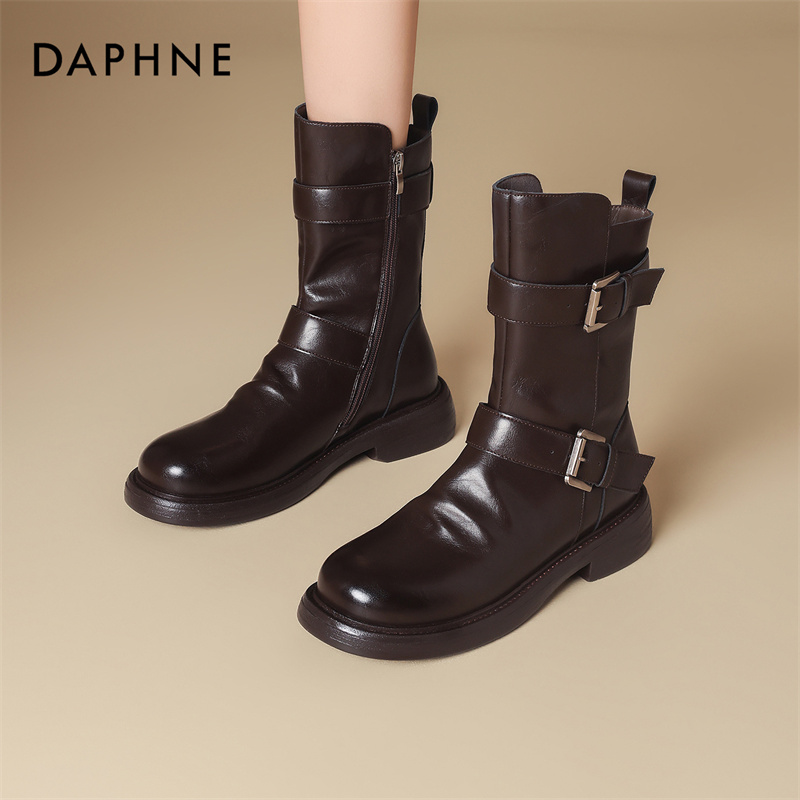 达芙妮2026新款秋冬英伦风厚底马丁靴女单靴美拉德靴黑色短靴子LL主图