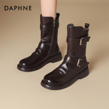 达芙妮2026新款秋冬英伦风厚底马丁靴女单靴美拉德靴黑色短靴子LL