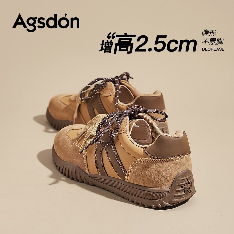 P143284棕色德训鞋女2025新款秋季厚底芭蕾阿甘休闲运动鞋爆款Q主图