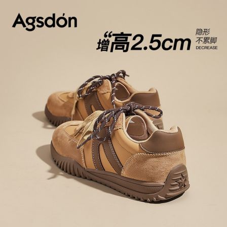 P143284棕色德训鞋女2025新款秋季厚底芭蕾阿甘休闲运动鞋爆款Q