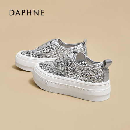 达芙妮厚底编织板鞋女ins潮2026夏季新款复古松糕网面运动休闲鞋S