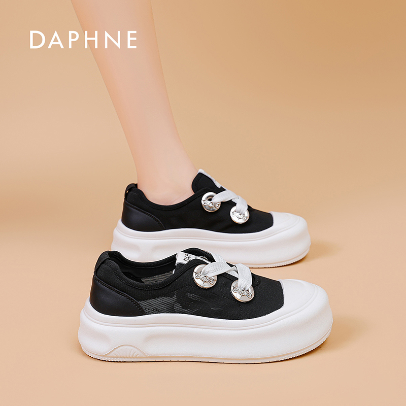 达芙妮厚底帆布渔夫鞋女2026新款夏季透气配阔腿裤百搭休闲板鞋S 主图