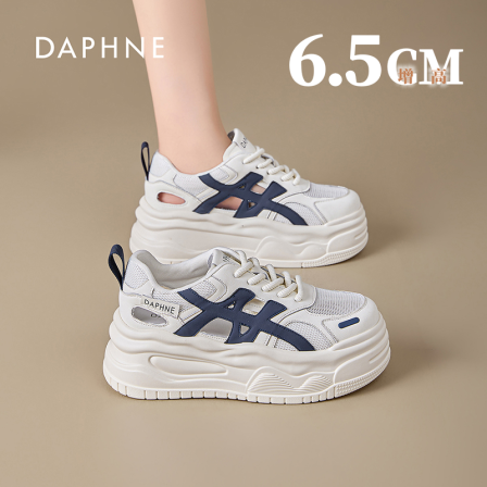 达芙妮厚底增高小白鞋女款2026夏新款网面透气镂空凉鞋休闲板鞋S